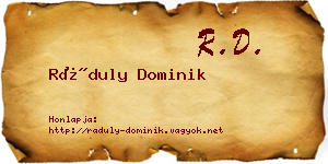 Ráduly Dominik névjegykártya